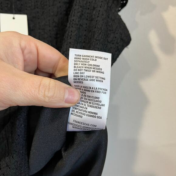 Francesca’s Black Textured Ruffle Sleeve Bodysuit NWT Size Small - Picture 5 of 7